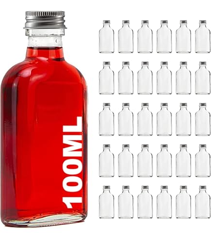 Gouveo set van 48 glazen flessen 20 ml lang met schroefdop goudkleurig - miniflesje 0,02 l
