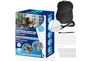BECISPER - Filet pour Chats Renforcé - Disponible en 2 Tailles et Couleurs au Choix - Filet pour Chats Terrasse - Filet pour Chats Fenêtre - Filet de Sécurité pour Chats et Enfants (Noir, 4X3M)