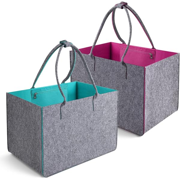 Panier à Provisions En Feutre Pliable - Sac Courses Robuste 30L Avec Anses Confortables Pour Shopping Et Pique-Nique