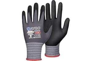 KAYGO 3 Pairs Safety Work Gloves MicroFoam Nitrile Coated, KG18N,Seamless Knit Nylon Glove with Black Micro-Foam Nitrile Grip,Ideal for General Purpose,Automotive,Home Improvement