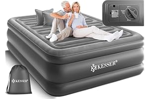 ‎KESSER KESSER® Aufblasbare Matratze Luftbett Selbstaufblasend Gästebett mit eingebauter elektrischer Pumpe, Luftmatratze für Camping oder Heimgebrauch Mit Tasche, geeignet für 2 Person - 203 x 152,5 x 51cm