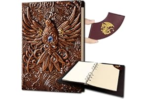 Ancient Deer DND-Notizbuch, einzigartiges 3D-6-Ringbuch, nachfüllbar, Tagebuch, Notizblöcke, Vintage D&D Tagebuch, ideal für Dungeons und Drachen, Magic the gathering. Tolles RPG-Würfel-Set, Zubehör,