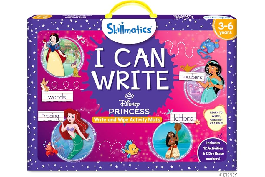 Skillmatics I Can Write Disney Princess - Reusable Preschool Learning Activities, Educational Toys & Games, Handwriting Aids, Back to School Supplies, Gift for Students, Kids, Toddlers Ages 3, 4, 5, 6