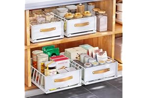 Kitstorack Tiroir armoire coulissante en métal organiseur avec poignée étagère de rangement de cuisine avec armoire Nano - ruban salle de bains panier tiroir (noir, 40 cm x 15,5 cm x 30 cm)