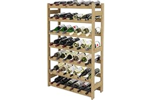 Lenmar, Drewniany regał na wino, na butelki, naturalny, RW-1, wino, regał na butelki, regał do piwnicy, regał, uchwyt na butelki (naturalny, RW-1-42, 102 x 63 x 25, brązowy, na 42 butelki)