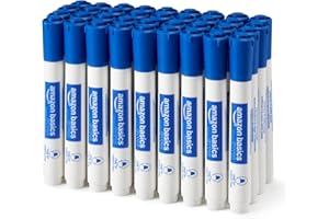 Amazon Basics Low-Odor Dry Erase Whiteboard Markers, Fine Tip, Blue, 36 Count