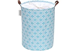 Sea Team Cesto della Biancheria con Motivo Quadrifoglio Portabiancheria Tessuto Tela Cesto portabiancheria Pieghevole Manici in Pelle PU e Chiusura Coulisse, 19,7 x 15,7 Pollici, Interno Impermeabile