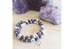 Bracelet d'allaitement améthyste - permet de noter l'heure de la dernière tétée ou dernier biberon - modèle Kravann°