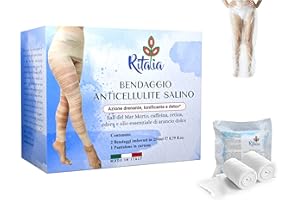 Ritalia® VENDAS DRENANTES reductoras con sal del Mar Muerto y activos 100% VEGANOS - 2 Vendas frías para celulitis piernas y glúteos (Vendas+pantalon)