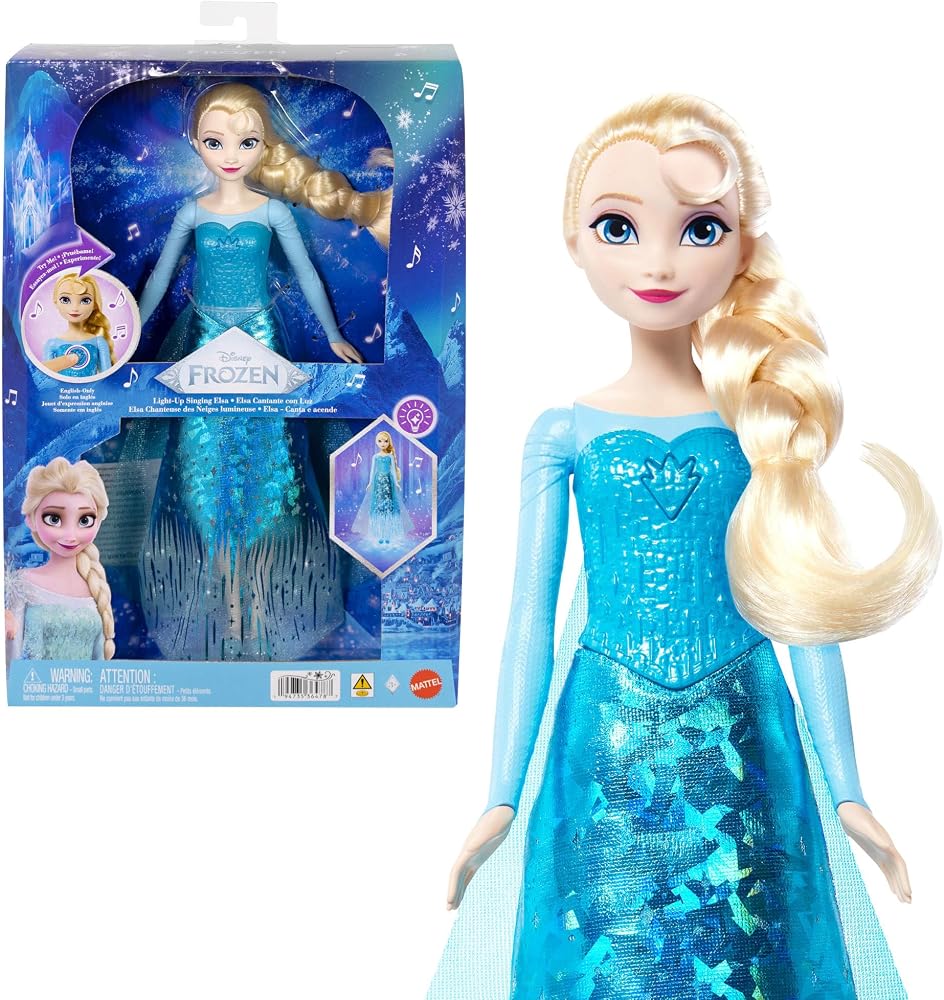 Filmdeki "Let It Go" şarkısını söyleyen, eklemleri bükülebilen ve ışıltılı özel kıyafet ile çıkarılabilir ayakkabı giyen Mattel Disney Karlar Ülkesi Şarkı Söyleyen Elsa Bebek, JLJ07