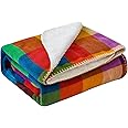 JOTOM Super Soft Throw Blanket Buffalo Plaid Blanket Warm Thick Cozy Winter Fluffy Plush Couch Blanket Fleece Throw Blanket Coral Fleece Blanket for Sofa Single Bed Travel 127x152cm (Colorful Plaid)