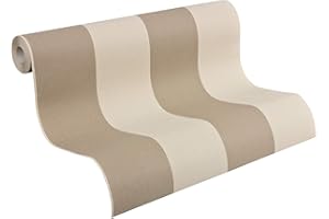 A.S. Création Papier peint intissé - Tapisserie papier peint à rayures en beige et marron - Papier peint pour différentes pièces - Papier peint mural de 10,05 m x 0,53 m