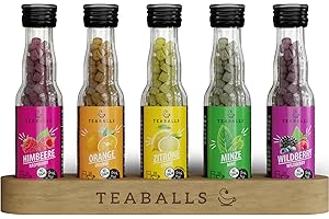 ‎TEABALLS TEABALLS – 5ER SET RAINBOW – Himbeere, Orange, Zitrone, Minze, Wildberry – ca. 200 Tassen Tee – heiß & kalt löslich, natürlich & zuckerfrei – Geschenkidee für Familie & Freunde