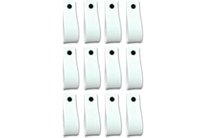 Brute Strength - Tirador de cuero para muebles - Blanco - 12 piezas - 16,5 x 2,5 cm - Asa de armario, Asa de puerta - Asas de cuero, para cocina, baño, armarios, vestidor, madera