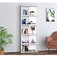 Redwud Jeffco Engineered Wood Floor Standing Bookcase / 5 Tier Corner Bookcase/Wooden Bookshelf/Storage Cabinet for Living Room, Bedroom, Office (White)