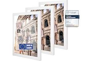 CABBEL set di 3 cornici 30x40 cm in legno MDF con vetro acrilico infrangibile, ideale per poster, ritratti in bianco