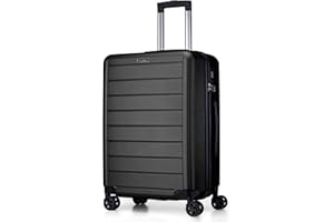 FLIEE Medium Suitcase Hard Shell | Lightweight Suitcase | Aluminum Telescopic Handle | TSA 3 Digit Combination Lock | 4 Dual Spinner Wheels | Medium 24" Hold Check in Luggage (Black, Medium 24'')