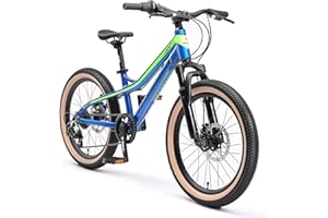 BIKESTAR Bicicleta de montaña de Aluminio Bicicleta Juvenil 20 Pulgadas de 6 a 9 años | Cambio Shimano de 7 velocidades, Freno de Disco, Horquilla de suspensión | niños Bicicleta