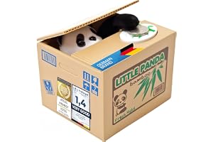 GOODS+GADGETS® Elektronisk Sparbössa Panda – Mynt Sparande | Interaktiv pandabjörn plockar upp myntet automatiskt – rolig spa