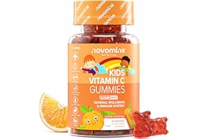 ‎NOVOMINS Vitamin C für Kinder – Zuckerfrei & Glutenfrei – 40 mg Vit C und Zink – Vitamin C Gummibärchen mit Vitamin B6, B12 – Vitamine für Kinder – Kaubarer Immunsystem-Booster – 1-Monats-Vorrat – Novomins