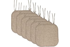 Sweet Home Collection Juego de 6 Cojines de Espuma viscoelástica con Lazos de Panal de Abeja Antideslizantes con Respaldo de Goma, 40,64 x 40,64 cm, Color marrón