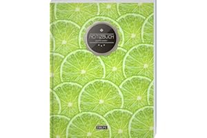 TULPE Punktraster Notizbuch A4 „C148 Limetten“ (140+ Seiten, Vintage Softcover, Punktkariertes Papier - Bullet Journal, Dickes Notizheft, Skizzenbuch, Tagebuch, Gepunktete Seiten, Dot Grid Notebook)