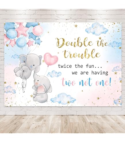 Mocsicka Babyparty-Hintergrund Für Zwillinge - 2,1x1,5 M, Eukalyptus Design, Fotohintergrund