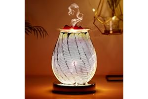 UNISOPH Glass Electric Wax Melt Burner, 3D Aroma Lamp Fireworks Effect with Touch Night Light, Oil Burner for Home Office Bedroom