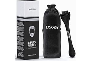 LAVOSSY Microneedling Roller for hair growth - Supreme dermapen 0.5 mm Titanium Needle, Beard Derma Roller for Hair Tool to Achieve a Thick and Healthy Beard Growth Booster