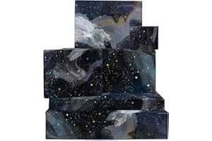 Navy Marble Wrapping Paper - 6 Sheets of Beautiful Gift Wrap - For Christmas Birthday Wedding Anniversary Valentine's Day - Scrapbooks Decorating - For Men Women - Recyclable - By Central 23