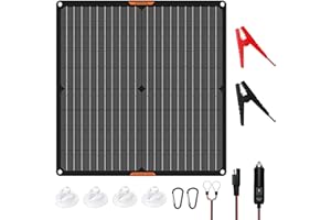 MHPOWOS Solarpanel 30W 12V Solar-Autobatterie-Ladegerät Tragbares wasserdichtes Solarstrom-Batterie-Ladegerät & -Wartungsgerät mit Trickle-Zigarettenanzünder-Stecker & Krokodilklemme