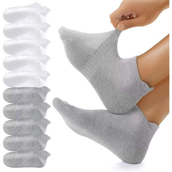 Lot De 10 Paires Chaussettes Sport Courtes - Coton Respirant Mixte - Confort Fitness Et Running