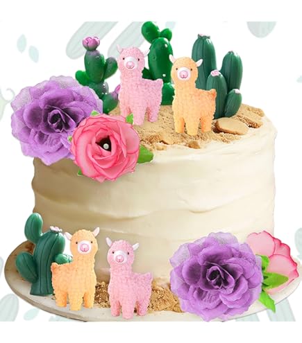 Alpaca de dibujos animados lindo con cactus llama estrella perú chile animales y cactus de arco