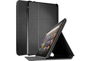 Fire HD 10 Hülle 2021, TOKILO Soft Schutzhülle aus Leder Einstellbarer Stand Auto Wake/Sleep Hülle für All-New Kindle Fire HD 10/10 Plus/Kids Pro Tablet (Nur Kompatibel mit der 11. Gen, 2021) Schwarz