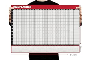 Evelay 2025 Wall Planner Calendar A1 Size (84cm x 59cm) Full Year to view Calendar Home Office Work Full Year (Red)