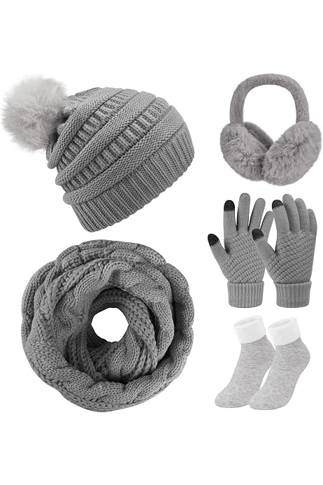 Ensemble Bonnet, écharpe Et Gants Oneshlee - Hiver Femme Avec Balle Peluche