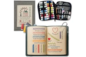 BERGXPERTEN embroom embroidery stitch book libro ricamo con kit strumenti punti ricamo fai da te per principianti e appassionati include ago filo forbici guida passo passo