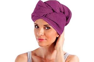 ‎ERWIN MÜLLER Erwin Müller Turban, Haarturban mit Knopf Fuchsia Größe 28x70 cm - auch als Kinderturban geeignet 100% Baumwolle, saugstark, Stabiler Halt - (weitere Farben)