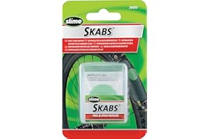 Slime 20053 Kit de Rustines pour Vélo Skabs, pour Réparation de Crevaison de Chambre à Air de Vélo, Contient 6 Rustines, 1 Râpe Métal