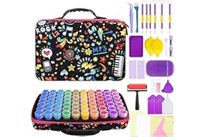 MIIEPLS 5D Diamond Painting Zubehör Boxen,mit 70 Fächern Diamond Painting Organizer,für DIY Diamond Painting Zubehör DIY Kunst Handwerk,Werkzeug Set mit Stift Trichter Stickers