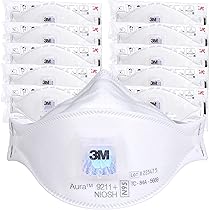 3M 9211+ Aura Particulate Respirator 37193Aad N95, Stapled Flat