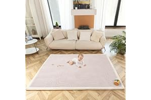HAKUNA MATTE Premium Large Coral Velvet Baby Play Mat 200x150x2.5cm Arches – High-Density Memory Foam Area Rug – Stylish Playmat for Floor with Non-Slip Backing for Crawling, Soft Play & Tummy Time - Easy Care Rug