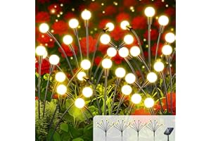 AUINSKY 4 Piezas Luces Solares de Luciérnaga con 8 Bolas IP65 Impermeables Romántico, Led Exterior para Jardín, Patio, Decoración Nocturna, Blanco Cálido