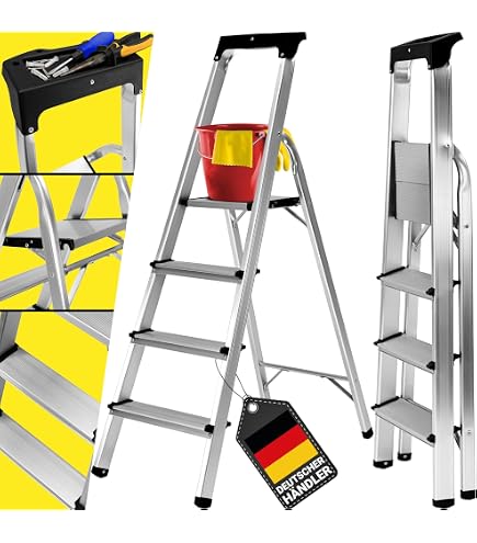 Stehleiter Haushaltsleiter Mit 3,4,5 Stufen Profi Leiter Aluminium Hohe Qualität