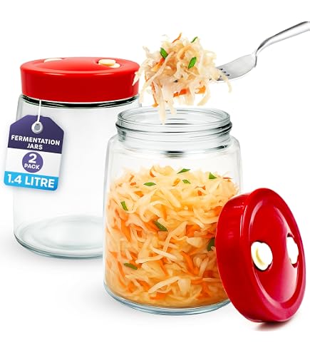 XCDMJ Lot de 2 poids de fermentation en verre avec poignée facile à prendre en main et design de texture unique Poids de Fermentation en Verre - Fermentation, Conserve, Saumure & Marinade