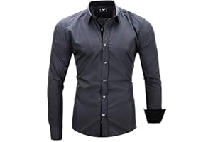 Kayhan Originale Uomo Camicia Slim Fit Facile Stiro Cotone Maniche Lungo S M L XL XXL 2XL - 6XL Modello London