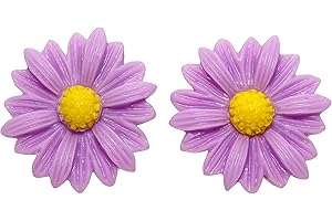 Bluebubble DAISY CHAIN 22mm Parma Violet Purple Daisy Flower Stud Earrings on Gift Card
