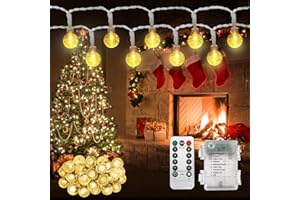 REALKY Led Lichterkette Außen Innen Weihnachtsbaum - Led Lichterkette mit Batterie Fernbedienung Timer Outdoor Weihnachtsbeleuchtung Außen für Weihnachtsbaum Saisonale Party Balkon Fenster Weihnachten Deko