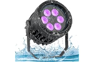 PUZILOZA 6 * 3W IP67 Étanche Par LED, RGBW 4 en 1 LED Lumières DJ Éclairage de Scène avec Télécommande, Adapté aux Spectacles en Plein Air, Pelouses, Fêtes, Bars, Scènes, Festivals