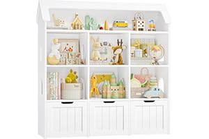 FOREHILL Regał dziecięcy z pudełkami na kółkach, regał na książki dla dzieci z 3 poziomami, meble do pokoju dziecięcego, regał do przechowywania zabawek, regał do przechowywania, regał na książki